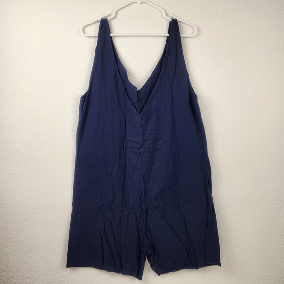 Lunya Cool Short Romper in Double Blue Size Large Sleeveless V Neck NWOT - Picture 5 of 11